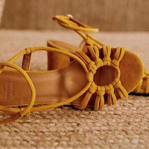 Sezane Yellow Suede Gloria Heels Sandals